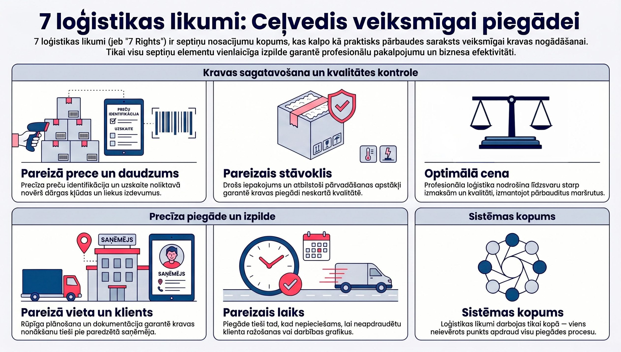 7 loģistikas likumi — kas nosaka veiksmīgu kravu piegādi
